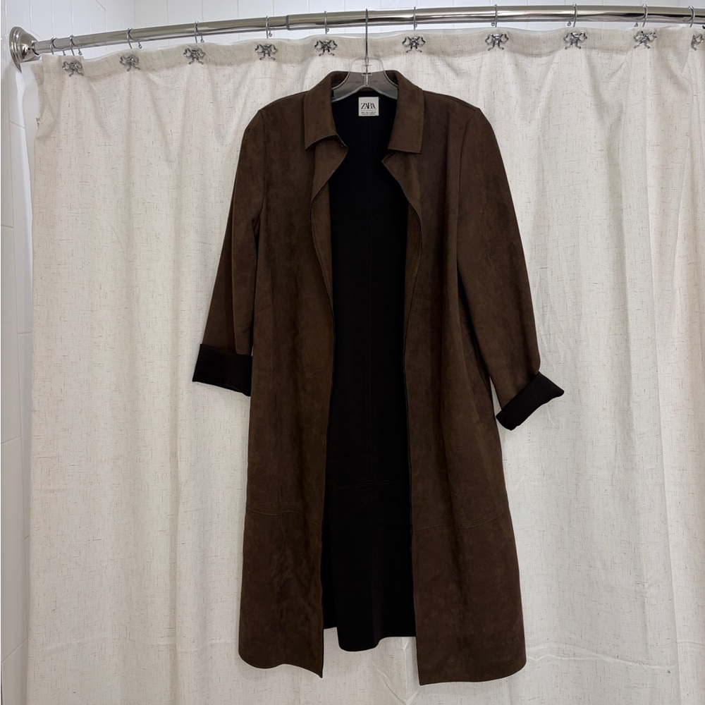 Zara Brown Suede Trench Coat